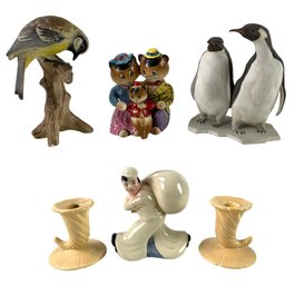 Kaiser West Germany Penguin Figurine, Cat Family S&P Set, McCoy Sailor Coin Bank & More - #S4-3