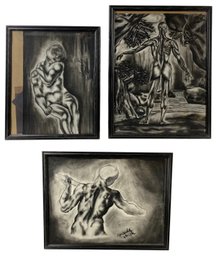 Collection Of Charcoal Nude Study Drawings, Signed Amanda Urich - #2
