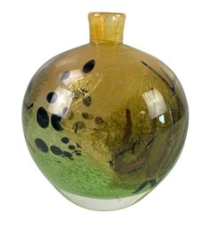 Vintage Signed Hand Blown Art Glass Globe Vase - #S6-3