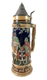 Gerz West Germany Stoneware Figural Stein With Hinged Pewter Lid - #S6-3