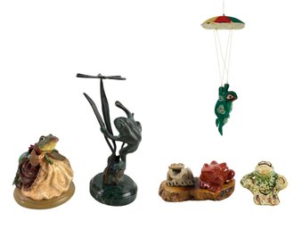 Frog Figures: Carved Goldstone, Wrought Iron On Marble, Wild Earth Pottery & More - #S8-3