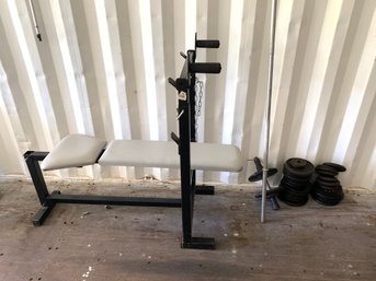 Weight Bench, Cast Iron Weighted Plates, Barbell & Free Weights - #SC