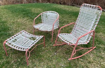 Brown Jordan Aluminum Rocker, Lounge Chair & Ottoman Patio Set - #BOB