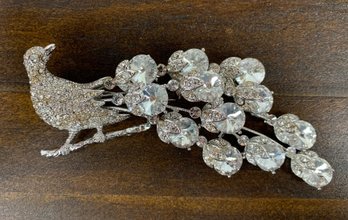 Peacock Clear Rhinestone Brooch - #JC-L