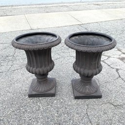 Fluted Fiberglass Planter Urns (Set Of 2) - #SC