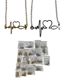 Collection Of Gold-Tone & Silver-Tone Stethoscope Heartbeat Necklaces - #JC-L