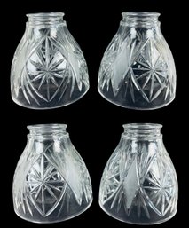 Mid-Century Starburst Clear Pressed Glass Lamp Shades - #S18-3