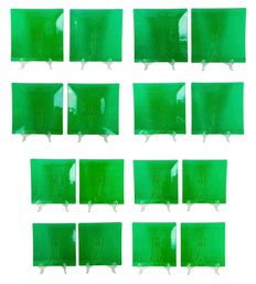 Mid-Century Modern Square Green Glass 10' Dinner Plates & 8-1/4' Salad Plates - #S15-2