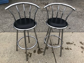 Black & Chrome Swivel Counter Stools (Set Of 2) - #BR