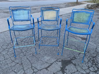 VIntage Wrought Iron Outdoor Patio Bar Stools - #BOB