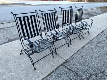 Hollywood Regency Style Black Spring Patio Garden Chairs (Set Of 4) - #BOB