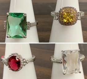 Collection Of Sterling Silver Cocktail Rings (Assorted Sizes) - #FS-4