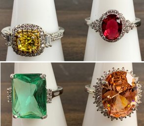Collection Of Sterling Silver Cocktail Rings (Assorted Sizes) - #FS-3