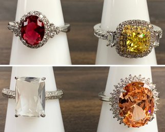 Collection Of Sterling Silver Cocktail Rings (Assorted Sizes) - #FS-2
