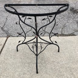 Wrought Iron Bird & Leaf Demilune Table Base - #FF