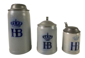 Hofbrauhaus Munchen Stoneware Lidded Beer Steins S2-4