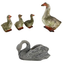 Cement Swan Planter & Concrete Duck Garden Ornaments - #S22-4
