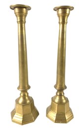 Vintage Gold-Tone Metal Candlesticks (Set Of 2) - #S9-5
