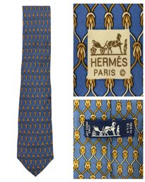HERMES Paris Silk Tie, Knot Pattern (Made In France) - #FS-5