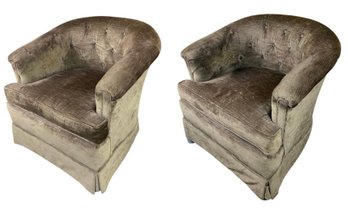 Barrel Back Tufted Club Chairs By Clayton Marcus Hickory, NC - #DN