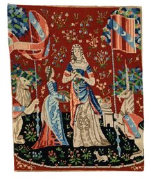 Vintage Framed Needlepoint, 'Cluny L'Odorat' (The Smell) Lady And The Unicorn Series - #A9