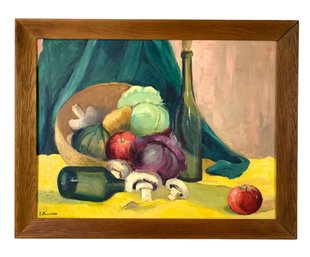 Vintage Still Life With Vegetables Oil On Canvas Painting, Signed E. Morrison - #S13-F