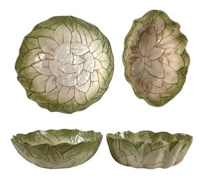 Mid-Century Italian Ceramic Serving Bowls With Leaf Motif - #S3-4