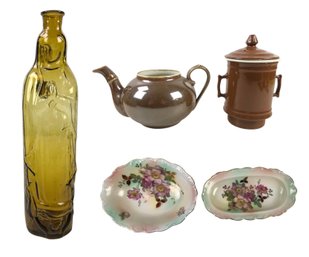 Schumann Arzberg Bavarian Wild Rose Dishes, French Coffee Maker Set & Virgin Mary Bottle - #S3-3