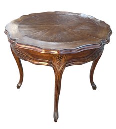 Vintage Scalloped Edge Round Side Table - #FF