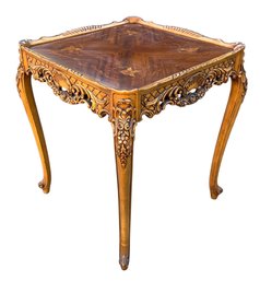 Louis XV Style Inlaid Marquetry Side Table - #FF