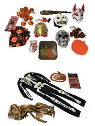 Collection Of Halloween Masks, Light-Up Skeleton Costume & Decor - #S18-2