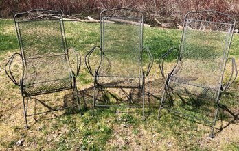 Wrought Iron Patio Rocking Chairs (Set Of 3) - #BOB