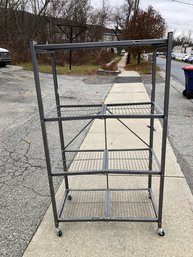 Origami Collapsible 4-Tier Steel Shelf Unit On Wheels, Gray - #SR