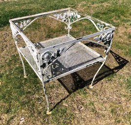 Mid-Century Wrought Iron 'Rose Of Sharon' Pattern Side Table - #BOB