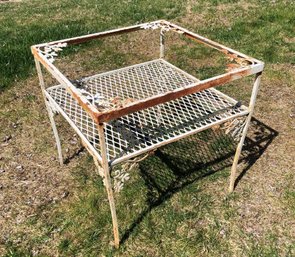 Mid-Century Wrought Iron Patio Side Table - #BOB