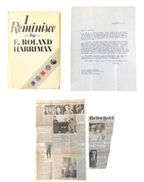 'I Reminisce' By E. Roland Harriman, First Edition, Doubleday & Co., Copyright 1975 - #S8-3