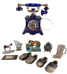 Linden Black Forest Alarm Clock, Equestrian Decor, Italian-Made French Telephone - #S14-3