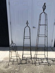Wrought Iron Obelisk Display Shelves / Garden Trellises (Set Of 3) - #BOB