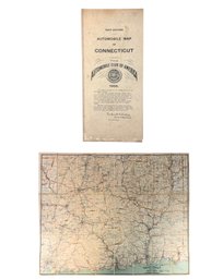 1906 Lithographic Linen-Back Automobile Map Of Connecticut By Geo. H. Walker & Co. - #S8-4