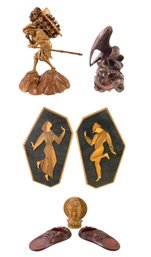 Carved Wood Guatemalan Figure, Eagle Sculpture, Buddha Bust, Wooden Israeli Art & More - #S18-2