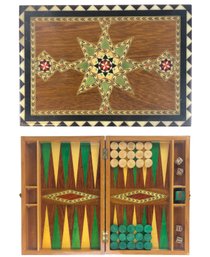 Backgammon Set With Marquetry Game Box - #S8-4