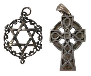 Sterling Silver Star Of David & Celtic Cross Pendants - #JC-R