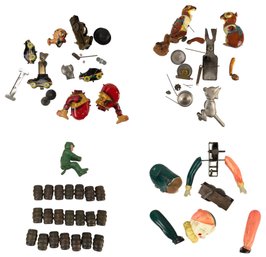 Collection Of Vintage Cast Iron & Tin Litho Toy Parts - #S1-2