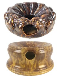 19th Century Rockingham Seashell Spittoon & Yellow Ware Spittoon - #FS-7