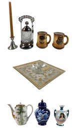 Victorian Pickle Castor, German Porcelain Portrait Vase, Georges Briard Serving Tray - #S3-1