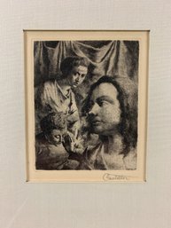 Federico Castellon (Spanish-American, 1914-1971) Signed Etching, 'Trio, 1947' - #S19-F