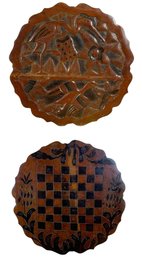 Folk Art Hand Carved Wood Checkerboard - #A4