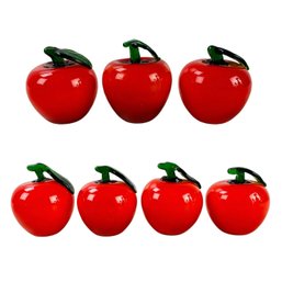 Vintage Hand Blown Ruby Red Art Glass Apples (Set Of 7) - #S11-3