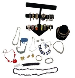 Collection Of Women's Wrist Watches & Costume Jewelry - #S5-1