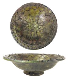 Moroccan Tamegroute Decorative Green Studio Pottery Bowl - #S13-2